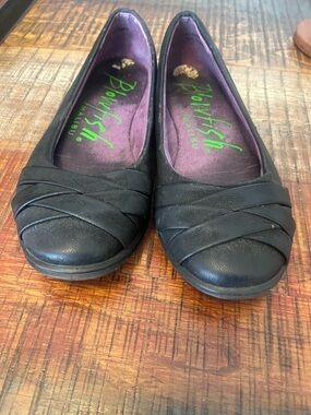 Blowfish Black Slip-On Ballet Flats with Pleated Toe